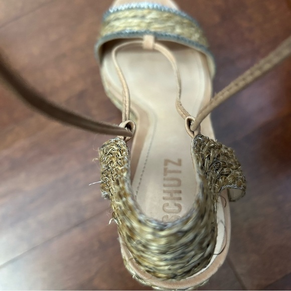 Schutz Natural Desert Aveline Lace Up Wedge Espadrilles Sandals Size 8.5 - Picture 11 of 16